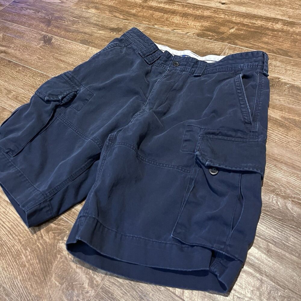 Polo Ralph Lauren Cargo Shorts Men’s Size 34 Navy Blue Classic Chino Logo 10”